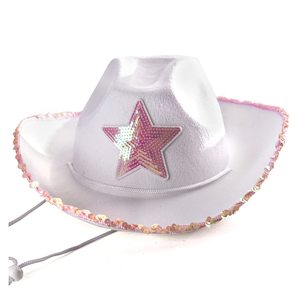 WOWEI Chapeau de cowboy à paillettes et étoiles pour femmes, accessoires d'habillage pour fêtes occidentales, mascarade et costumes. - Product Image 1