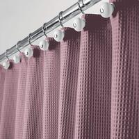 Tissu polyester robuste tissage gaufré blanc œillets en métal antirouille rideau de douche de salle de bain