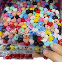 Perles en acrylique en forme de cœur de 500g, couleurs mélangées, grosses perles intercalaires en forme de cœur pour la fabrication de bijoux DIY, bracelets, porte-clés et artisanat