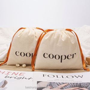 Custom Logo Design Durable Natural Cotton Drawstring <b>Dust</b> Bag for Cosmetic Toy Underwear Packing - Product Image 1