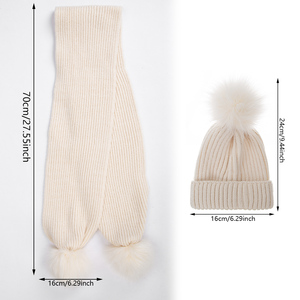 Super suave Beige negro invierno punto sombreros bufanda conjunto cálido INS color turbante bola oreja proteger gorro bebé niños niñas otoño - Product Image 3