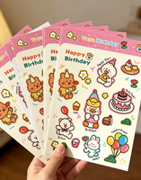 Hoja de Pegatinas Personalizadas con Corte Kiss Cut, Lindos Dibujos Animados de Animales, Vinilo Impermeable, Decoración para Fiestas de Cumpleaños Infantiles, Pegatinas Adhesivas