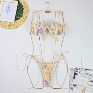 Traje de Baño <span class=keywords><strong>Bikini</strong></span> de Dos Piezas con Push-Up y Bordado Sexy para Mujer, con Aros, Soporte de Tres Puntos, Tirantes Finos y <span class=keywords><strong>Tanga</strong></span> - Product Image 6