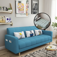 Sofá Cama Multifuncional Convertible, Ahorrador de Espacio, de Tela, Esponja y Madera, Cuadrado, Moderno, de 2 Plazas, Modelo Heidy 1 955 662