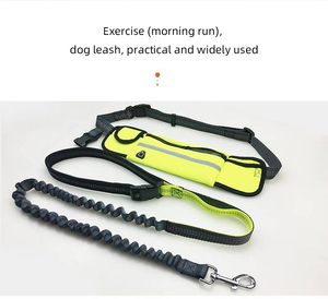 Guinzaglio a mani libere per cani con tasca a cerniera regolabile in vita impermeabile cintura riflettente ammortizzante funzionale Bungee guinzaglio per cani - Product Image 3