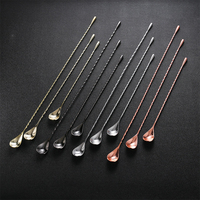 TOPIN Outils de bar de haute qualité, accessoires de bar pour barman, cuillère à cocktail en acier inoxydable professionnelle, cuillère à cocktail en forme de larme, 30 cm