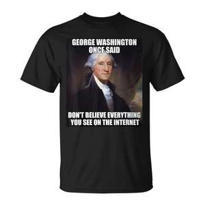 Camiseta con diseño de cita histórica de George Washington, unisex, para adultos, manga corta, cuello redondo, impresión digital - Product Image 1