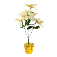 Weihnachtsbaum-Dekoration Künstliches Blumenarrangement Wohnzimmer Kunstblumen Vorgefertigter Strauß Glitzer Gold Schimmer