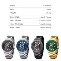 Montre mécanique automatique CURREN 8486 pour homme, cadran squelette, bracelet en acier inoxydable, montre-bracelet sport et affaires avec luminescence