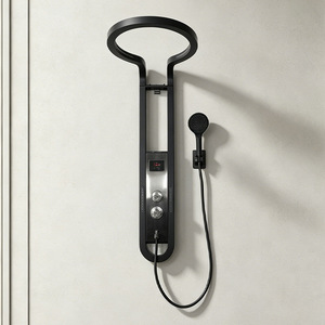 Cross <b>Border</b> All Copper Waterfall Shower Set With Digital <b>Display</b> Temperature Control Large Circular Rain Head - Product Image 2