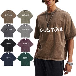 T-shirts amples pour hommes, nouveauté été, en coton épais délavé, style vintage, personnalisables avec logo, fabrication chinoise - Product Image 1