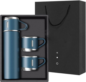 Boîte cadeau personnalisée avec logo, 3 pièces, thermos à café et à thé de voyage en plein air, gourde isotherme en acier inoxydable, ensemble cadeau avec 2 tasses - Product Image 1