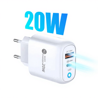 Chargeur USB C QC3.0 Prise PD 20W Double Port Charge Rapide Adaptateur Mural Chargeur de Téléphone Mobile Compatible avec les Écouteurs