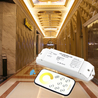 Contrôleur de variateur LED sans fil RF CCT T2 avec télécommande + récepteur R4 DC12-24V 5A 4CH 480W Blanc réglable 4096 niveaux sans scintillement