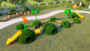 Parcours d'obstacles interactif Kidscamp pour enfants - structure <span class=keywords><strong>de</strong></span> jeu extérieure en bois/PVC/plastique/métal résistante au vent avec toboggans - Product Image 5