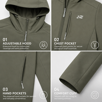 Veste softshell unisexe à capuche pour l'extérieur, résistante à l'eau et au vent, légère, pour le sport et le ski, coupe fine