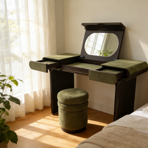 Juego de tocador italiano de lujo <span class=keywords><strong>con</strong></span> tapa abatible |   Tocador Moderno de Madera Negra <span class=keywords><strong>con</strong></span> <span class=keywords><strong>Espejo</strong></span> y Cajones para Dormitorio o Villa - Product Image 1