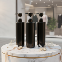 Nouvelle conception prête à être expédiée, bouteille pompe en plastique PET noire pleine de 750 ml (25 oz) vide pour après-shampoing, gel douche, shampoing
