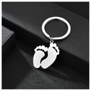 Aceon Yiwu personnalisé en acier inoxydable bébé pied porte-clés à la mode mignon forme gravé au Laser blanc cadeau bijoux - Product Image 4
