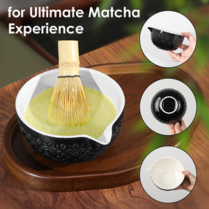 Juego de Matcha Tradicional de Cerámica Grabada de 7 Piezas, Kit de Inicio con Tazón para Matcha, Cepillo para Té, Batidor de Bambú para Matcha - Product Image 2