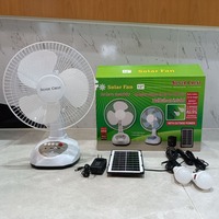 Kit de ventilateur solaire AC/DC Warmice pour l'Asie du Sud-Est, lampe rechargeable incluse, ventilateur de bureau solaire en plastique alimenté par l'énergie solaire