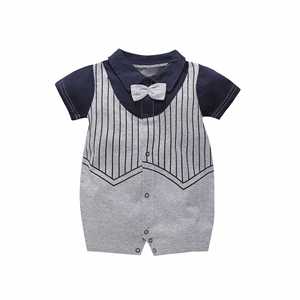 100% coton bébé vêtements ensemble <span class=keywords><strong>petit</strong></span> Gentleman broderie motif nouveau-né vêtements d'été pour bébé garçons - Product Image 4