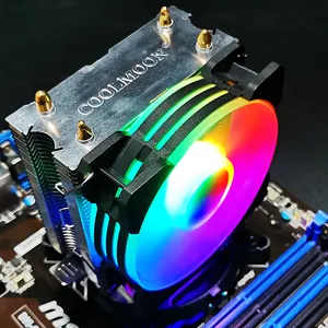 COOLMOON高性价比P2电脑中央处理器冷却散热器2热管TDP 80w风扇中央处理器游戏电脑低价AMD英特尔中央处理器冷却器