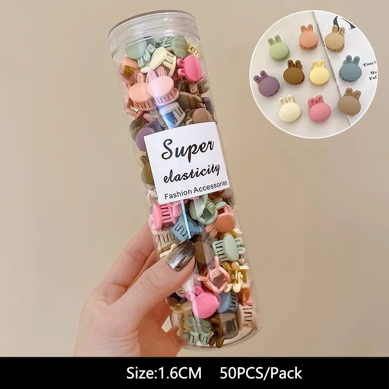 50pcsPack Mini Kits de pinzas para el cabello, horquillas bonitas, flor pequeña, flequillo antideslizante, alfileres, accesorios para el cabello para mujeres y niñas