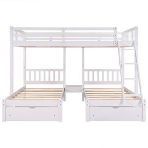 <span class=keywords><strong>Cama</strong></span> litera convertible plegable de fábrica con <span class=keywords><strong>escalera</strong></span> y plataforma extraíble, <span class=keywords><strong>cama</strong></span> <span class=keywords><strong>infantil</strong></span> con espacio adicional - Product Image 3