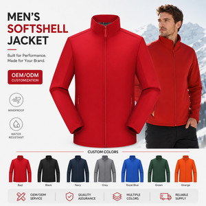 Custom Logo Softshell <strong>Jacket</strong> Men's <strong>Fleece</strong> <strong>Lined</strong> Windbreaker Waterproof Outdoor Coat Sports Outerwear Corporate OEM Factory - Product Image 1