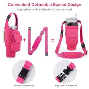 Bolsa Portabotellas con Bolsillos para Teléfono y Accesorios, para Termos Stanley de 40/30 oz con Asa, Portavasos de Neopreno con Correa para el Hombro - Product Image 3