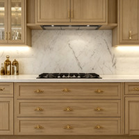 Armoires de cuisine en bois de luxe CBMmart, armoire décorative en verre de style français, armoire de cuisine classique en bois à panneaux surélevés avec îlot