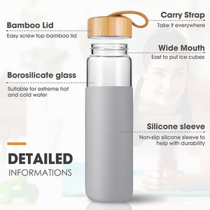 Tùy Chỉnh 550Ml Nước Trái Cây Chai Thủy Tinh Rộng Miệng Uống Chai Nước Bán Buôn Thủy Tinh Borosilicate Chai Nước Với Nắp Tre - Product Image 6