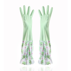 Gants en caoutchouc latex vert 50 cm, doublés polaire, imperméables, pour les travaux ménagers, la vaisselle, utilisation hivernale - Product Image 1