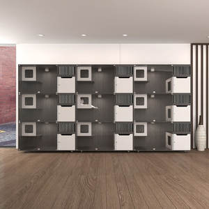 Offre Spéciale <span class=keywords><strong>Commercial</strong></span> grand luxe gris en bois massif chat maison meubles animalerie vétérinaire utilisation intérieure chat hôtel Cage - Product Image 4