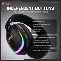 Casque de jeu sans fil ONIKUMA GT805 à 4 modes, son haute fidélité, longue durée de vie de la batterie, RGB