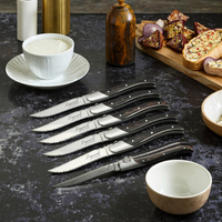 Ensemble de six couteaux à steak Laguiole en acier inoxydable jetables de haute qualité au design moderne avec coffret cadeau