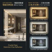 Cermin Kamar Mandi LED Pintar Mewah dengan Lampu Latar dan Pola untuk Proyek Hotel Villa Arab Saudi Dubai, Dapat Diredupkan, Anti-kabut, Grosir
