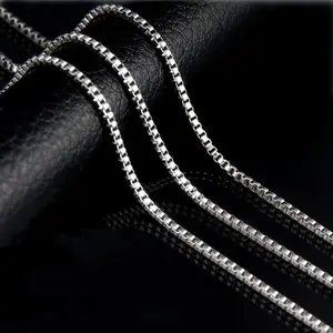 Недорогие мужские цепочки из серебра 0,65 пробы, 0,8 мм, 1 мм, 1,2 мм, 1,5 мм, 2 мм, рулон цепочки в коробке 925 для изготовления ювелирных изделий