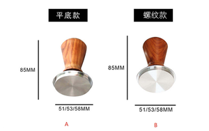 Prensa de polvo de acero inoxidable con mango de madera maciza, diseño de resorte de presión constante, compatible con 51/53/58 mm - Product Image 2