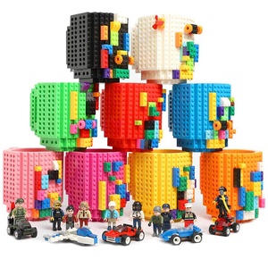 Build-on Brick Coffee Mug Funny DIY Nouveauté Cup With Building Blocks Creative for Kids Men Women Xmas Birthday (Blue) - Product Image 5