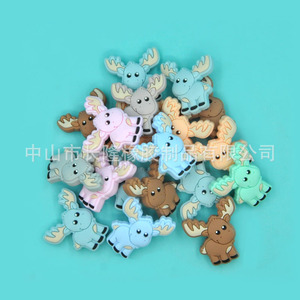 Silicone Baby Teether Beads Moose Shape Food Grade For Infants 3 Months Plus Unisex <b>Soft</b> <b>Toy</b> DIY Accessories - Product Image 2