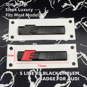 NUOYANING Lussuoso <span class=keywords><strong>Logo</strong></span> 3D in Metallo Nero <span class=keywords><strong>S</strong></span>-<span class=keywords><strong>Line</strong></span>, Adesivo per Parafango Auto per <span class=keywords><strong>Audi</strong></span> A1 A3 A4 A5 A6 Q2 Q5 Q7 Q3 S3 S4 S6 TT - Product Image 2