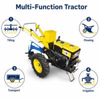 Mini-tracteur agricole diesel à roues, motoculteur, tracteur à conducteur marchant 24 CV, nouvelle haute productivité