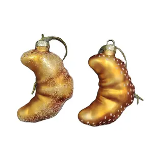 Albero di natale personalizzato appeso pane croissant modellazione di vetro ornamenti natalizi rispettosi dell'ambiente