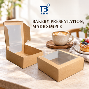 Proveedor Confiable de Cajas para Pastel de Papel Kraft de 6x4x3 Pulgadas, Caja con Ventana Transparente en Forma de L para Tienda de Postres, Mercado Nocturno, Cafetería, Soporte OEM y ODM - Product Image 3