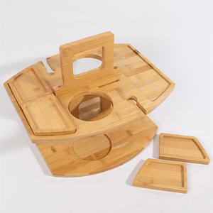 Mesa <span class=keywords><strong>de</strong></span> picnic <span class=keywords><strong>de</strong></span> bambú <span class=keywords><strong>de</strong></span> 6 plazas para exteriores con soporte para vino y vidrio, perfecta para fiestas en el jardín, camping y cenas en la playa - Product Image 3