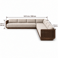 Canapé d'extérieur modulable en L, canapé d'angle pour patio, structure en bois massif, panneaux latéraux en corde, mobilier de salon pour jardin, terrasse, cour