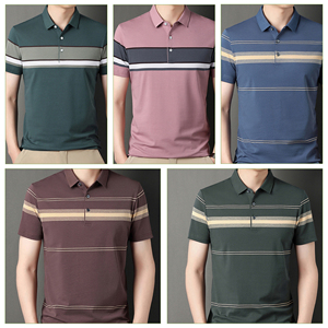 Proveedor de Camisetas Polo de Alta Calidad, Logotipo Bordado, Poliéster Transpirable, <span class=keywords><strong>Manga</strong></span> <span class=keywords><strong>Corta</strong></span>, Camiseta Polo a Rayas Estilo <span class=keywords><strong>Boss</strong></span> para Hombre - Product Image 2