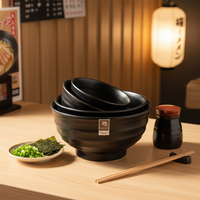 Bol à soupe de nouilles en mélamine noir mat de style japonais pour restaurant